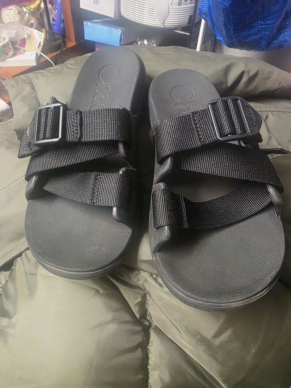 Black Chaco Womens Slides with Adjustable Straps